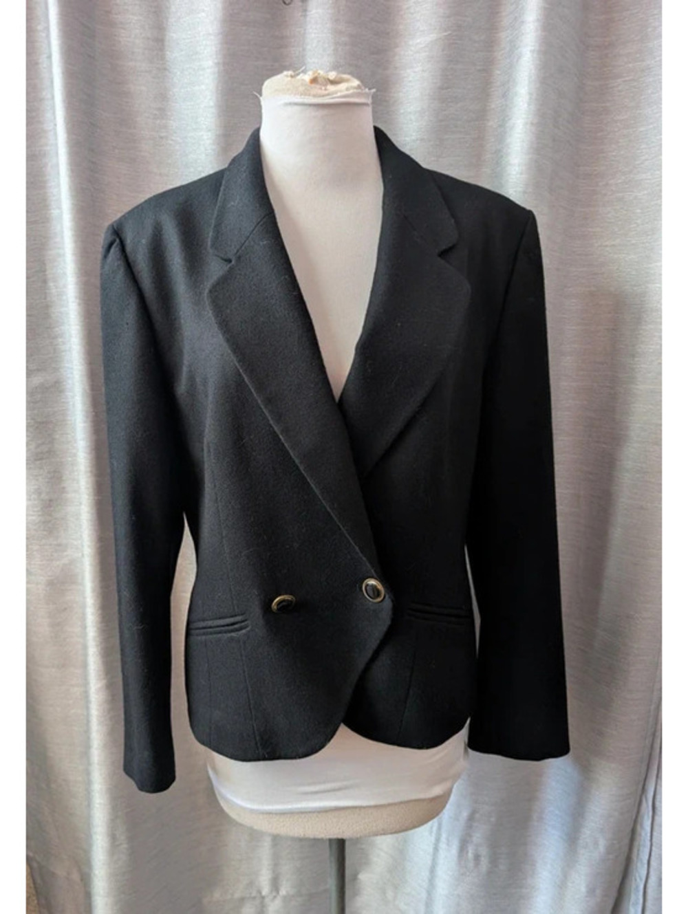 Vintage 80s Black Wool Pendleton Blazer Jacket L